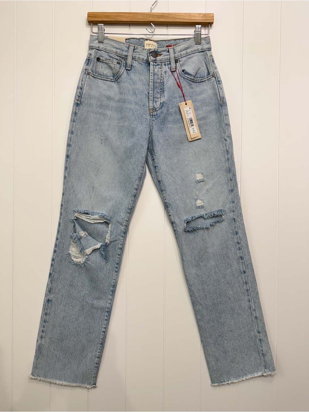 Alice + Olivia Amazing High Rise Boyfriend Distressed Straight Leg Jeans Size 26